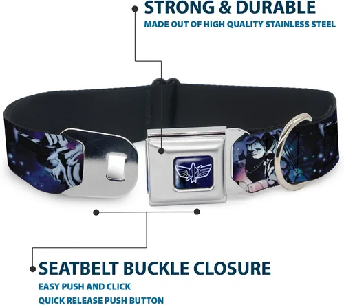 Vista 4 de Collar de perro hebilla de cinturón de seguridad Buzz Lightyear Poses Galaxy Blues 9 a 15 pulgadas 1.0 pulgadas de ancho
