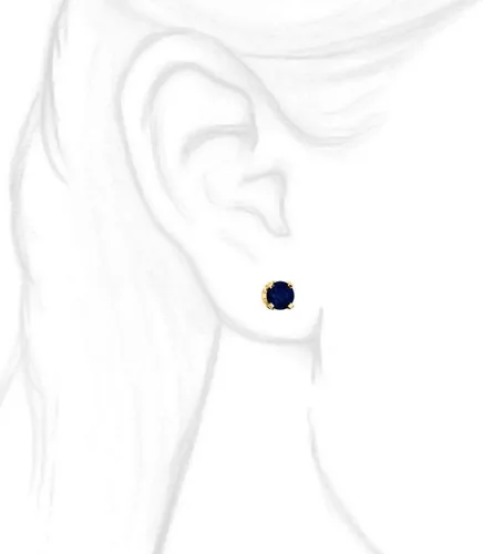 Vista 3 de Trustmark Yellow Gold 5mm Created Sapphire Screw Back Stud Earrings