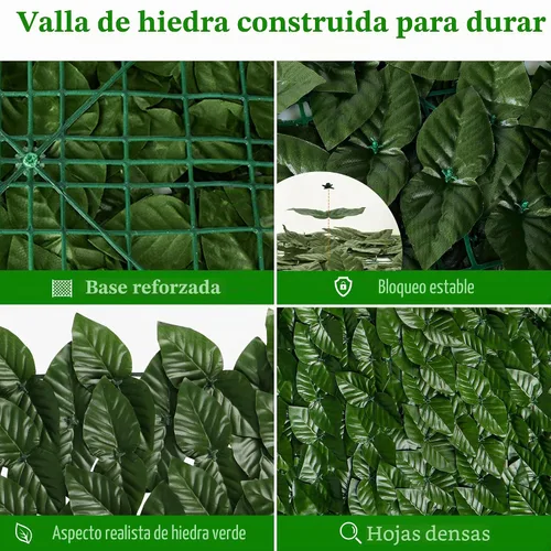 Vista 3 de iCover Pantalla de Privacidad de Hiedra Artificial para Cerca, 39 x 98 pulgadas Junta Reforzada Previene que las Hojas se Caigan, Paneles de Setos