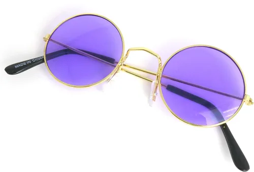 Vista 4 de Skeleteen Gafas hippie redondas moradas estilo hipster de los años 60 1 par Morado
