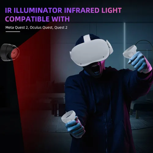 Vista 2 de Ir Light for Quest 2, WATAHEL IR Illuminator Infrared Light for Oculus Quest 2 Accessories with Power Adapter, Enhance Hand Tracking Sensitivity in