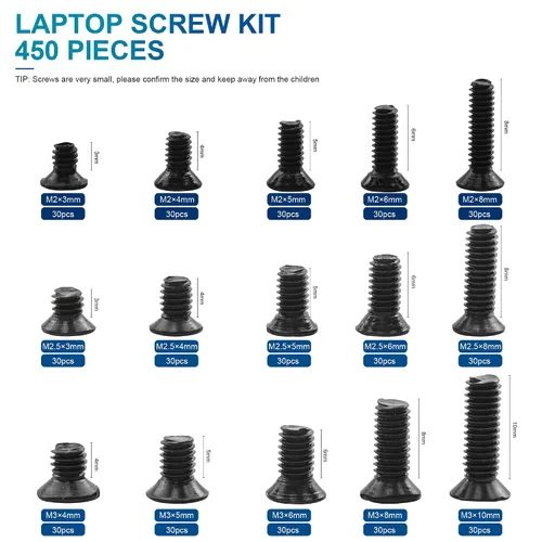 Vista 2 de Nindejin - Kit de tornillos para computadora portátil, M2, M2.5, M3, avellanados, cabeza plana, Phillips, juego de tornillos mini para reparación