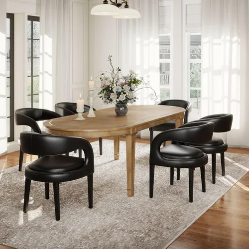Vista 9 de ROCITY Juego de 2 sillas de comedor tapizadas con barril, tela de lino