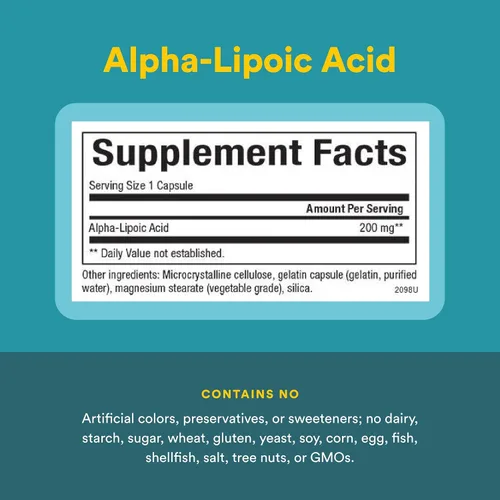 Vista 4 de Natural Factors Cápsulas de ácido alfa-lipoico de 200 mg, 60