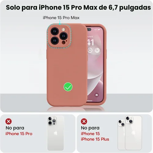 Vista 5 de Funda Vooii compatible con iPhone 15 Pro Max, silicona premium mejorada, [protección de cámara] [forro de microfibra suave antiarañazos] funda