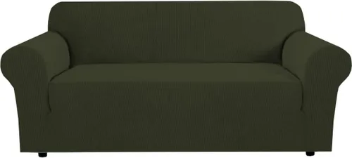 Vista 91 de H.VERSAILTEX Funda elástica para sofá, fundas suaves para muebles de 3 cojines, con tela jacquard gruesa a cuadros con parte inferior elástica, sofá