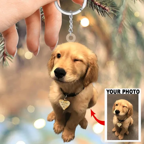 Vista 3 de Adorno de mica con foto personalizada para Navidad, regalo de cumpleaños para mamá mascota, papá de mascota, mamá perro, papá perro, mamá gato, papá