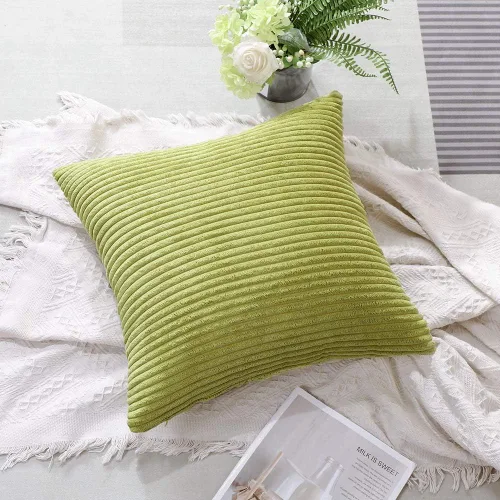 Vista 5 de Artscope Fundas de almohada de pana a rayas acogedoras súper suaves decorativas cuadradas, fundas de cojín para sofá, dormitorio, decoración