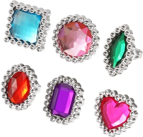 Vista 2 de Shappy 72 anillos de plástico coloridos para niños, anillos de joyería