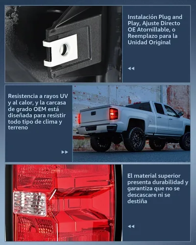 Vista 7 de Ensamble de luz trasera Nilight Compatible con Chevy Silverado 1500 2014 2015 2016 2017 2018 2019, 2500 HD 3500 HD, GMC Sierra 3500HD 2015-2019, Par