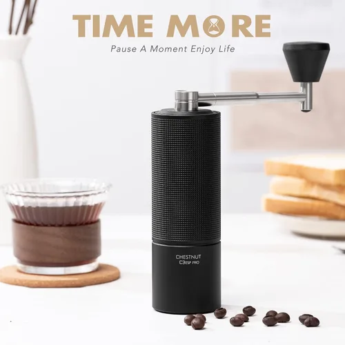 Vista 7 de TIMEMORE Molinillo de café manual Chestnut C3 ESP Pro, molinillo de café de mano, molinillo de café de acero inoxidable S2C con mango plegable