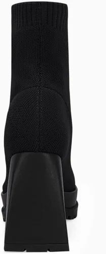 Vista 6 de Botines de plataforma para mujer, con punta cuadrada, tacón grueso, de bloque elástico, de punto sin cordones