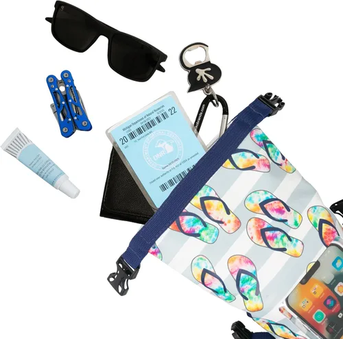 Vista 5 de geckobrands Bolsa impermeable para teléfono con bolsa seca de 2 L y correa ajustable, protege tu teléfono y objetos de valor mientras estás