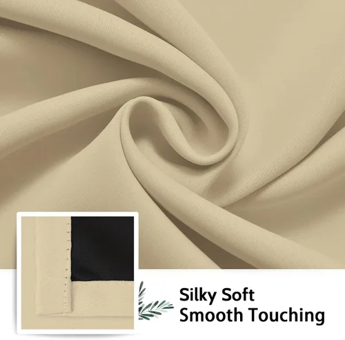 Vista 7 de SimpleHome - Cortinas opacas 100% para recámara, cortinas de ventana con ojales beige, con aislamiento térmico, cortinas de oscurecimiento
