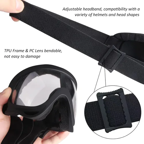 Vista 3 de Gafas para motocross ATV, transparentes, paquete de 2 Motorcycle Motocross, Bike Riding, UTV Off-Road Skiing, Anti-Fog Dustproof