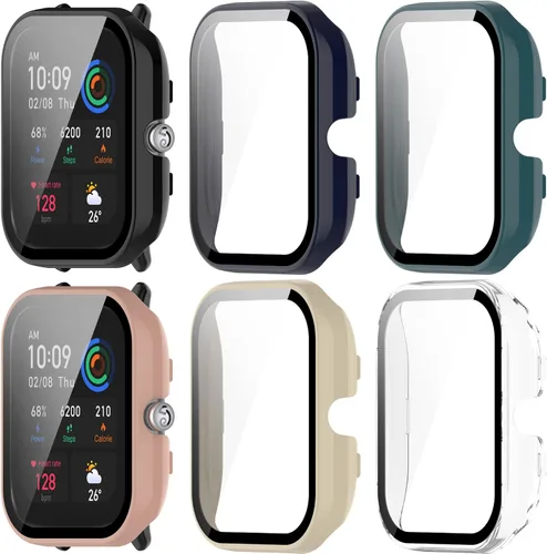 Vista 8 de Funda protectora compatible con Amazfit GTS 4 Mini protector de pantalla, carcasa completa de policarbonato duro, antiarañazos, cubierta completa