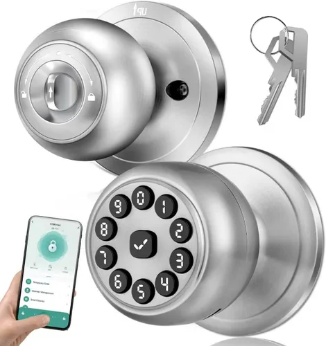 Vista 12 de KLLOQUE Cerradura de puerta de huellas dactilares, perilla inteligente de Latón