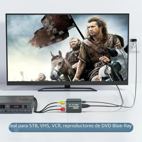 Vista 6 de Setuact Convertidor de AV a HDMI con cable HDMI, convertidor de RCA a HDMI para PS1, PS2, PS3, Xbox, N64, WII, SNES, VHS, VCR, reproductores de DVD