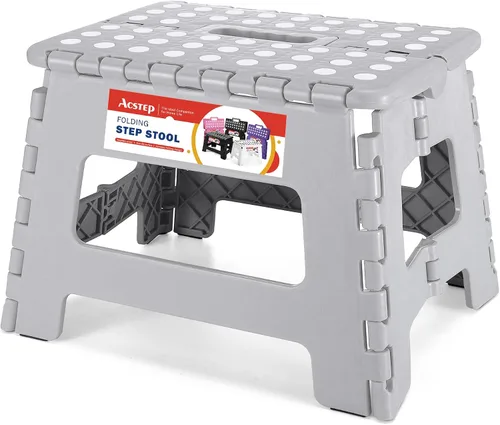 Vista 11 de ACSTEP Taburete plegable de 9 pulgadas, capacidad de 300 libras, taburetes plegables de plástico para niños y adultos, taburete plegable adecuado