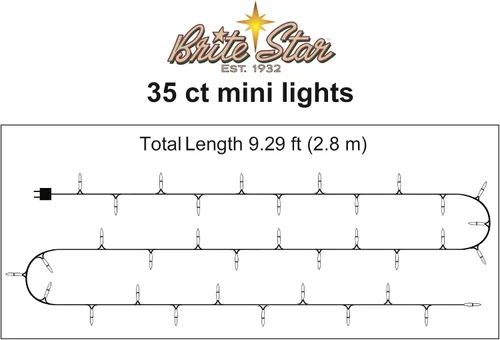 Vista 2 de Brite Star Luces de línea recta de 35 luces, multicolor, cable verde