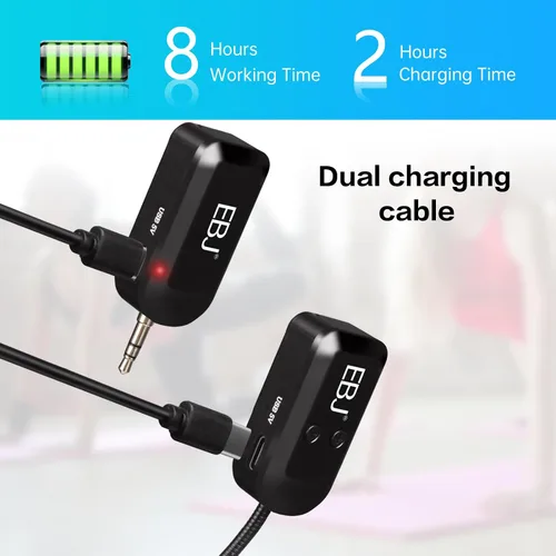 Vista 5 de EBJ Micrófono de auriculares inalámbricos 2.4G y micrófono de mano 2 en 1, transmisión estable de 98.4 ft, carga USB dual tipo C, compatible
