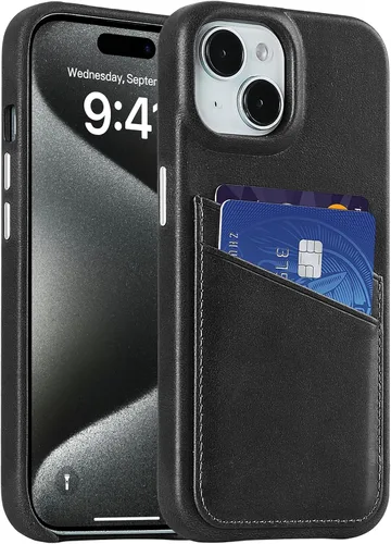 Vista 37 de LUCKYCOIN Funda de piel 100% auténtica tipo cartera para iPhone 13, diseño delgado con tarjetero y funda protectora a prueba de golpes, forro