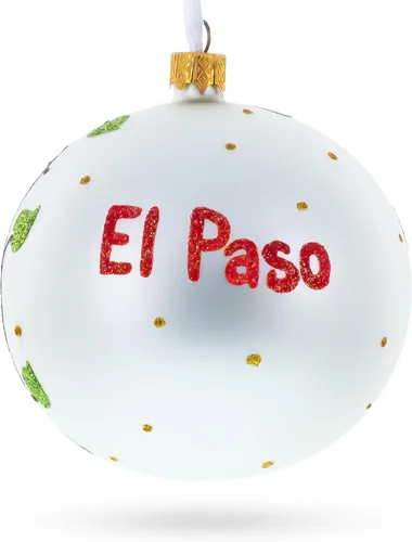 Vista 2 de El Paso, Texas, USA Bola de Vidrio Adorno de Navidad 4 Pulgadas