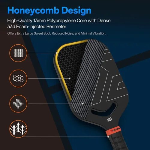 Vista 4 de DGYGQ Pickleball Paddles with Polypropylene Honeycomb Core, T700SC Power Carbon Fiber Pickleball Paddle, Increased Power for Ultimate Spin &