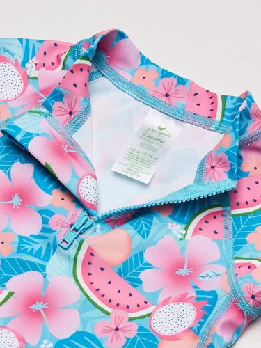 Vista 2 de i play. Camisa de manga larga con cremallera para bebé, Aqua Tropical Fruit Floral