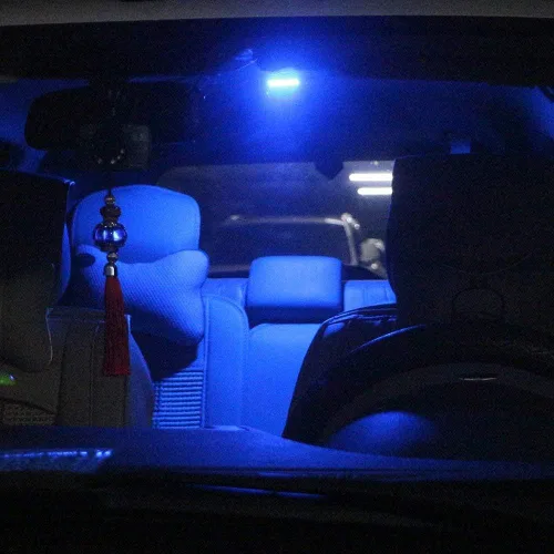 Vista 7 de YM E-Bright Paquete de 6 bombillas LED azules 5730 24SMD para cajuela de coche, luz de cúpula para cajuela de coche, CC 12 V con adaptadores T10