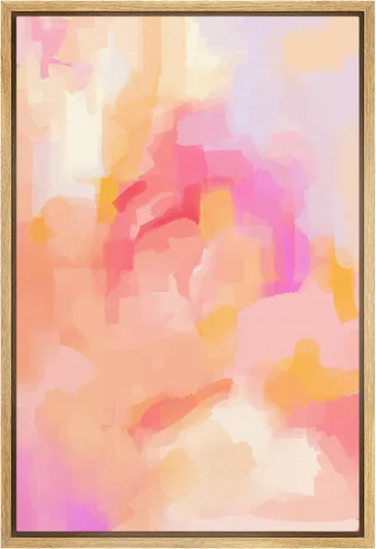 Vista 36 de SIGNFORD Lienzo enmarcado para pared, acuarela pastel, morado, luna, cielo, naturaleza, ilustraciones de área silvestre, arte moderno, vibrante