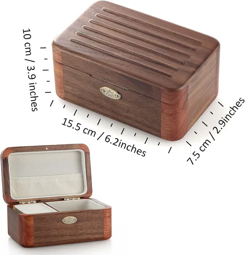 Vista 3 de SOFTALK Joyero de madera vintage, caja de música, caja de recuerdo, cajas musicales, regalos para boda, Navidad, cumpleaños, día de San Valentín