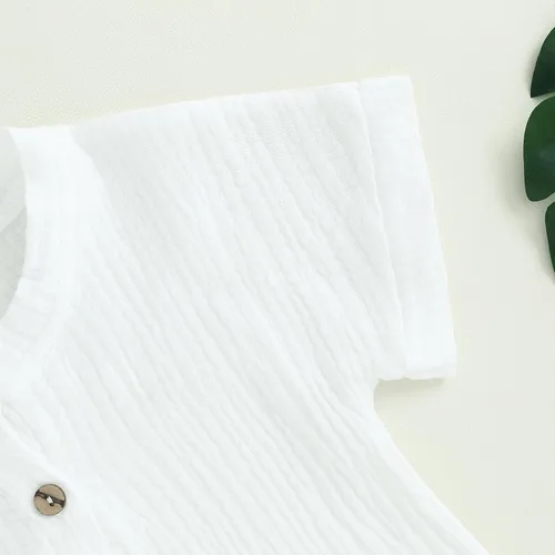 Vista 25 de fhutpw Conjunto de 2 piezas de ropa de verano para bebés, camiseta de manga corta, cintura elástica, pantalones cortos para niños pequeños