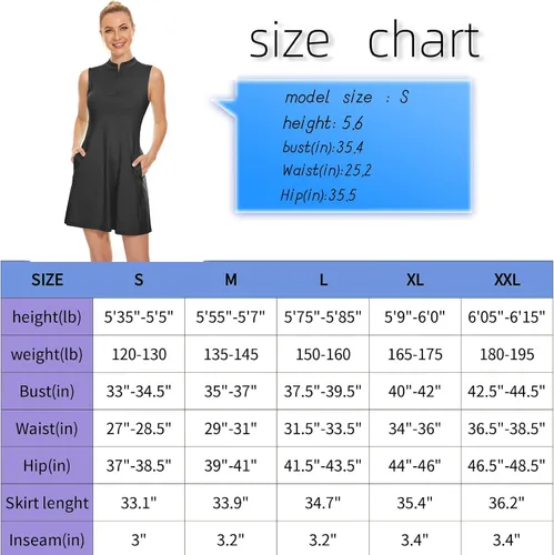 Vista 6 de HARTPOR Women Athletic Dress with Shorts Sleeveless Golf Tennis Dress with Pockets