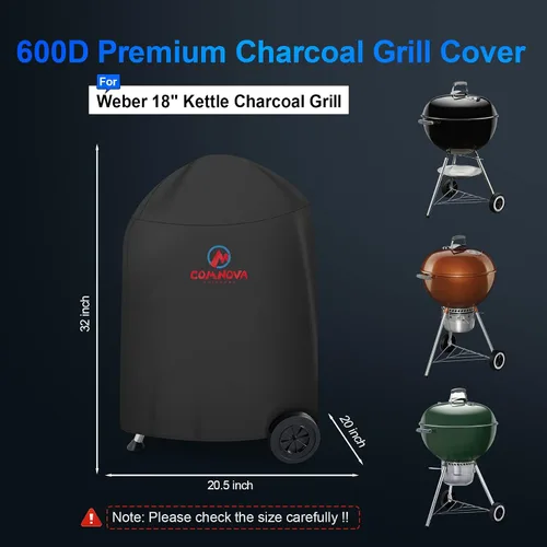 Vista 2 de Comnova Funda para Parrilla de Carbón - Resistente e Impermeable para Parrilla Kettle Weber, Parrilla Kettle Cuisinart y Más