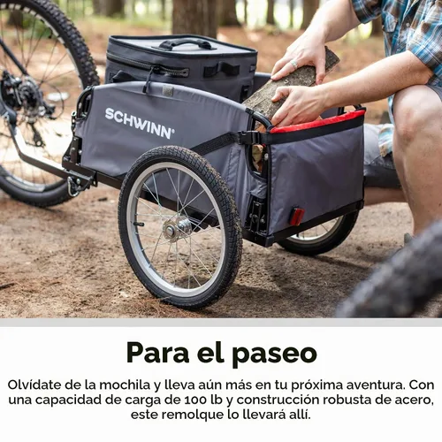 Vista 3 de [Usado] Schwinn Remolque para bicicleta de carga Day Tripper, marco plegable, ruedas de liberación rápida, rojo / gris