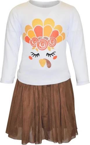 Vista 55 de Unique Baby Girls 2pc Skirt Set Outfit Long Sleeve Top with Skirt