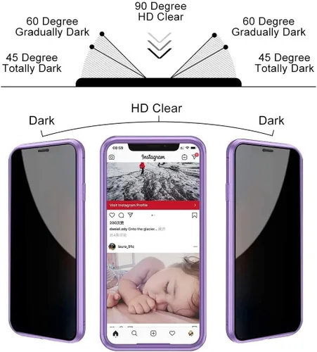 Vista 2 de Funda de Privacidad Magnética de Titanio para iPhone 14, Funda de Cuerpo Completo 360 con Absorción Magnética Anti-Espía y Vidrio Templado de Doble