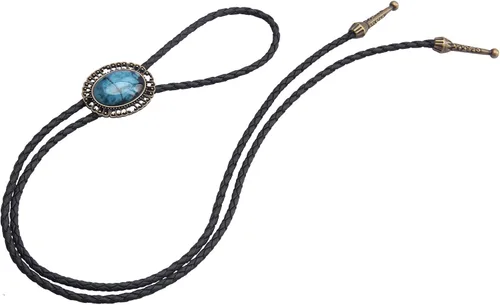 Vista 6 de GelConnie - Corbata con cordón de cuero adornado y una corredera de metal (bolo), estilo nativo americano, collar de vaquero del oeste americano