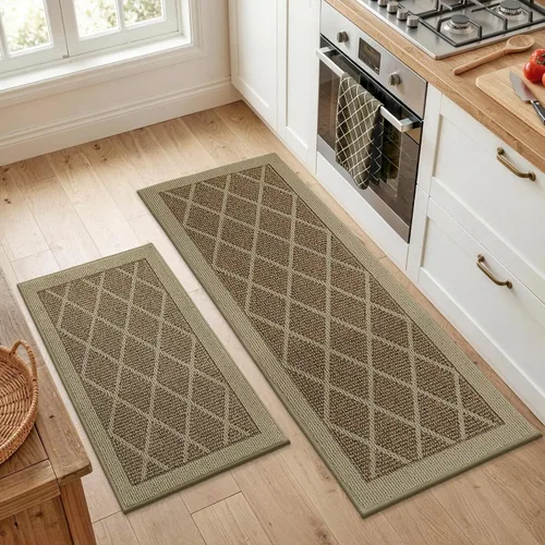 Vista 15 de COSY HOMEER Juegos de 2 Alfombras de Cocina Lavables Antideslizantes Tapetes de Cocina para Piso Absorbentes Alfombra Corredor de Cocina
