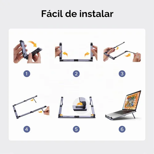 Vista 9 de UGREEN Soporte portátil para laptop, plegable y compacto de aluminio para escritorio, elevador ergonómico ajustable para computadora portátil, apto
