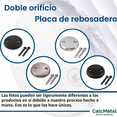 Vista 5 de Placa de Desborde de Desagüe de Bañera de Doble Orificio con Dos Tornillos a Juego, Fácil de Instalar, Negro Mate