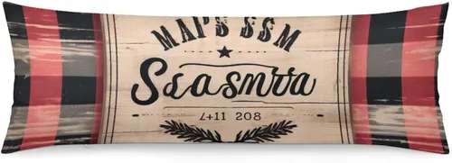 Vista 13 de Funda de almohada con monograma rústico de color azul suave con inicial N Body de 20 x 54 pulgadas, funda de almohada floral personalizada