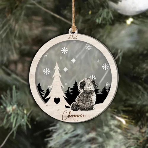 Vista 318 de Nazenti Adorno de Navidad conmemorativo personalizado, regalo personalizado de recuerdo de perro, condolencias por pérdida de mascotas, sabueso