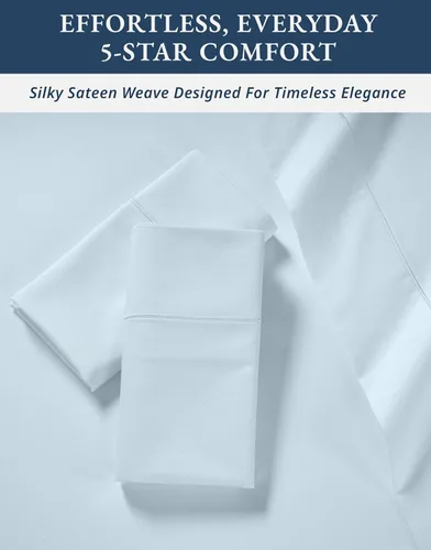 Vista 402 de LANE LINEN - Sábanas individual 100% algodón egipcio suave, cómodo y grueso de calidad de hotel, costuras reforzadas totalmente elásticas, sin