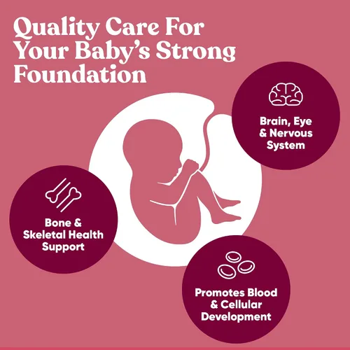 Vista 6 de Glow Vitaminas prenatales + folato & DHA – Multivitamínico para nutrir el embarazo, para bebés y mamá saludables – Ácido fólico, jengibre, zinc