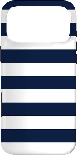 Vista 22 de Azul marino blanco rayas geométricas femeninas rayas preppy rayas caso para iPhone 17
