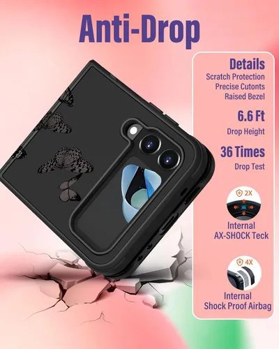 Vista 5 de Funermei para Samsung Galaxy Z Flip 4 Funda - Funda de Teléfono Bonita para Mujeres y Niñas con Mariposas Bonita Estética Femenina Diseño
