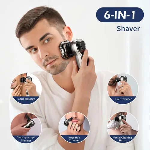 Vista 2 de Afeitadoras de cabeza para hombres calvos, maquinilla de afeitar eléctrica para hombres, IPX7 resistente al agua en húmedo y seco, cuchillas