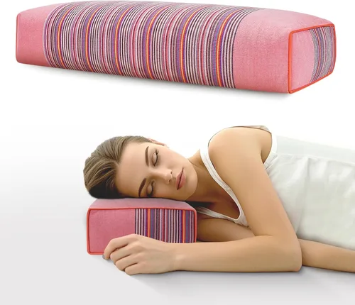 Vista 18 de Almohada ajustable de casco de trigo sarraceno para aliviar el dolor de cuello (21 x 8 x 4), almohada de enfriamiento natural para campamento